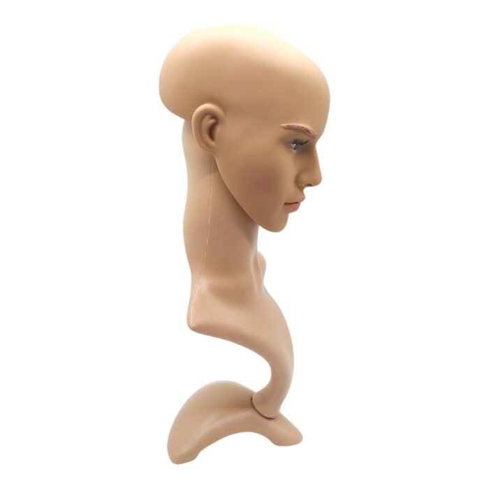 Skintone Male display head with realistic facial features and shoulder base, ideal for wigs, hats, and jewelry display