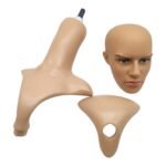 Skintone Male display head with realistic facial features and shoulder base, ideal for wigs, hats, and jewelry display