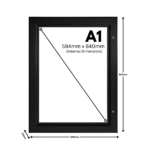 Size of A1 lockable poster case with 45mm aluminium frame profile
