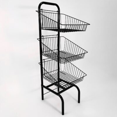 3 Tier Basket Stand - Black for Bread, Crisps, Snacks