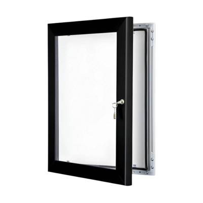 A3 lockable poster case with 45mm aluminium frame profile and wall fixings