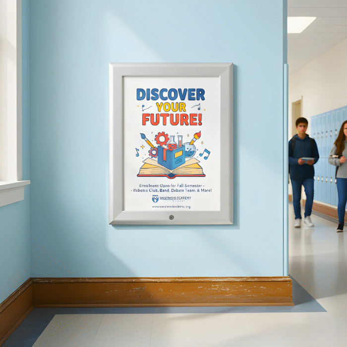 A4 lockable poster snap frame 32mm aluminium tamper-proof display frame