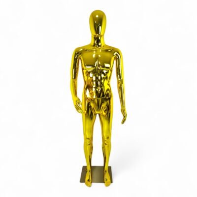 Male Plastic Display Egg Head Mannequin – Gold Glossy