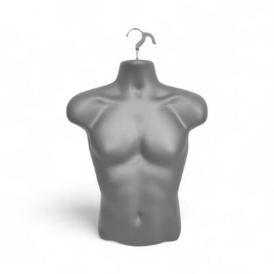 Silver Male Hanging Half Body Form | Retail Display Mannequin – H571mm