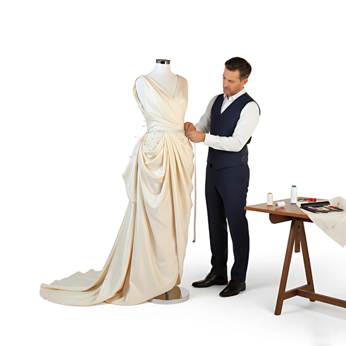 Female display bust on chrome base with adjustable height stand.