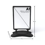 A1 black wind resistant pavement sign heavy duty water base with double sided poster display
