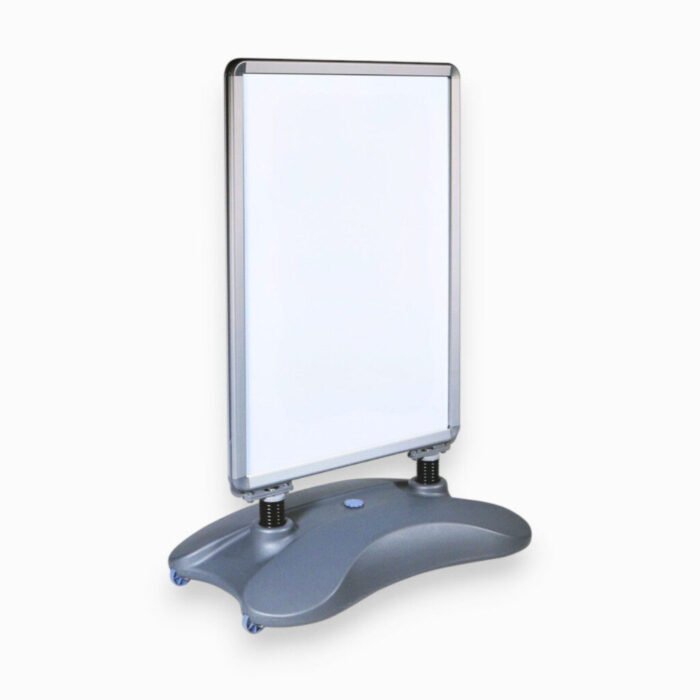 A1 silver wind resistant pavement sign heavy duty water base with double sided poster display