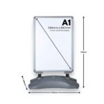 A1 silver wind resistant pavement sign heavy duty water base with double sided poster display