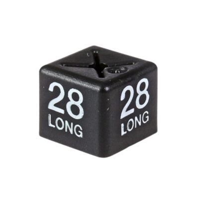 '28 Long' Menswear size cubes - White on Black (Pack 50)