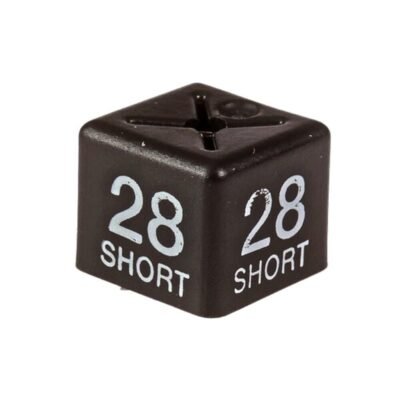 '28 Short' Menswear size cubes - White on Black (Pack 50)
