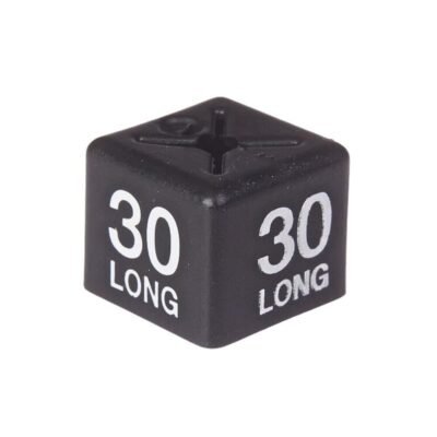 '30 Long' Menswear size cubes - White on Black (Pack 50)
