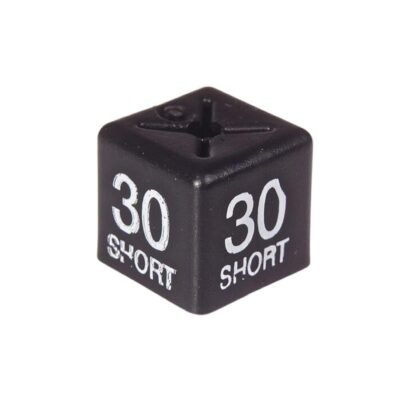 '30 Short' Menswear size cubes - White on Black (Pack 50)