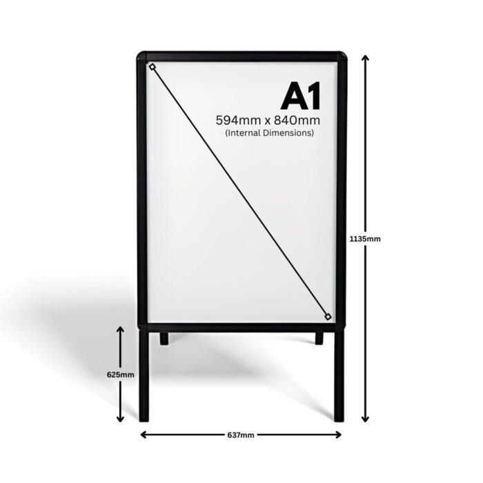 A1 black A-board double sided pavement sign poster display with snap frame